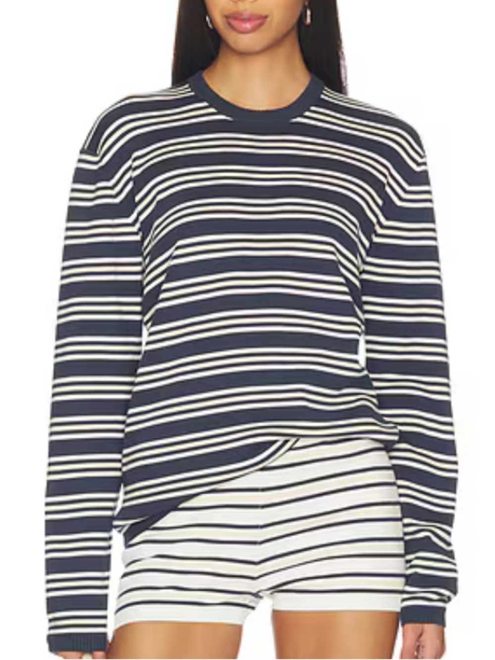 EAVES | NWT! Cydnee Striped Oversized Sweater in Navy Multi